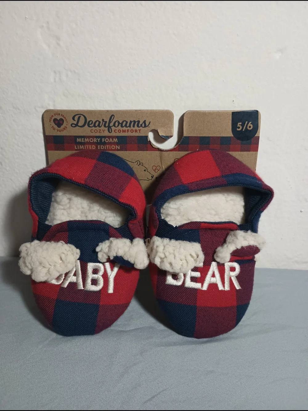 Dearfoams Cozy Comfort Memory Foam Limited Edition Baby Bear Slippers